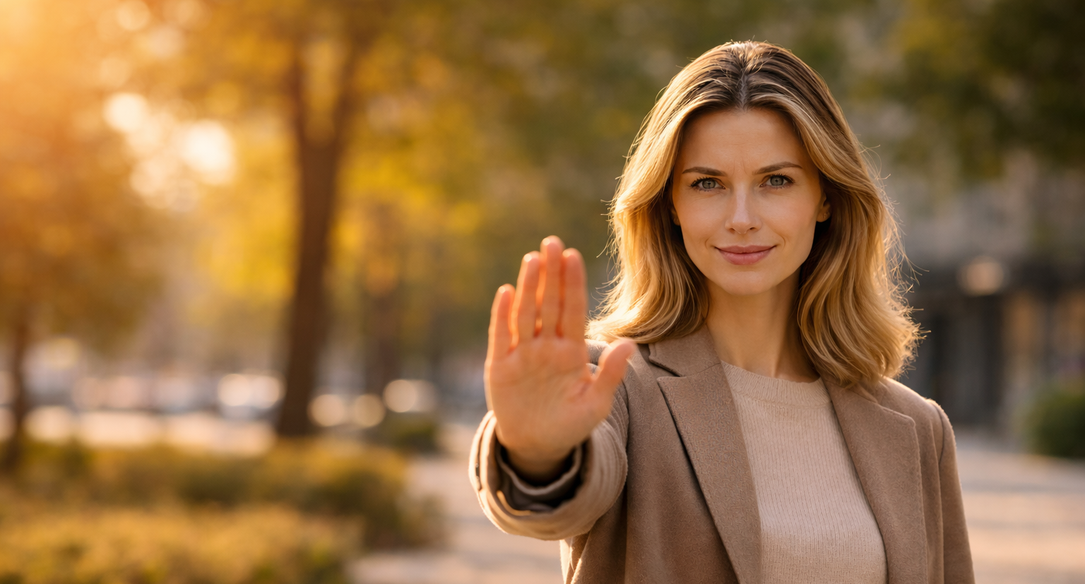 Persona tranquila estableciendo límites
